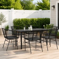 7 Piece Garden Dining Set with Durable Poly Rattan