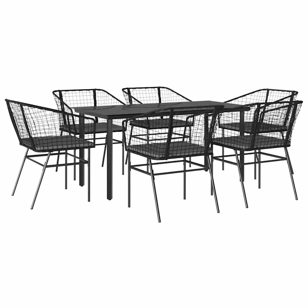 7 Piece Garden Dining Set with Durable Poly Rattan