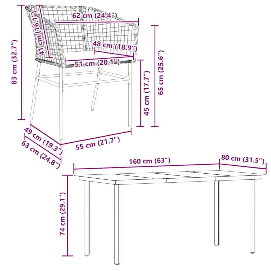 7 Piece Garden Dining Set with Durable Poly Rattan