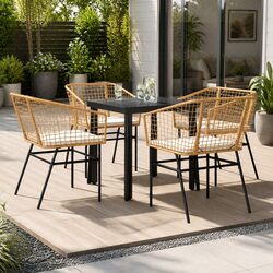 5-Piece Durable Garden Dining Set with Glass Top