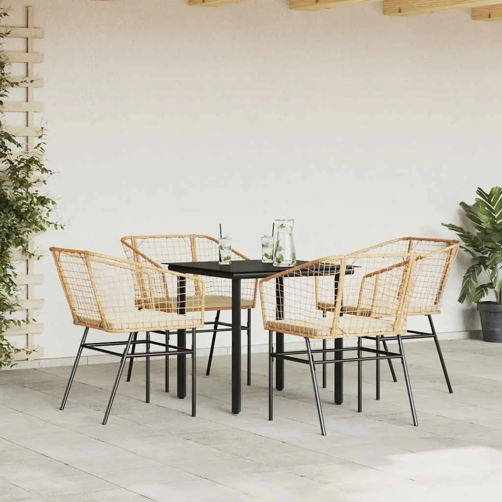 5-Piece Durable Garden Dining Set with Glass Top