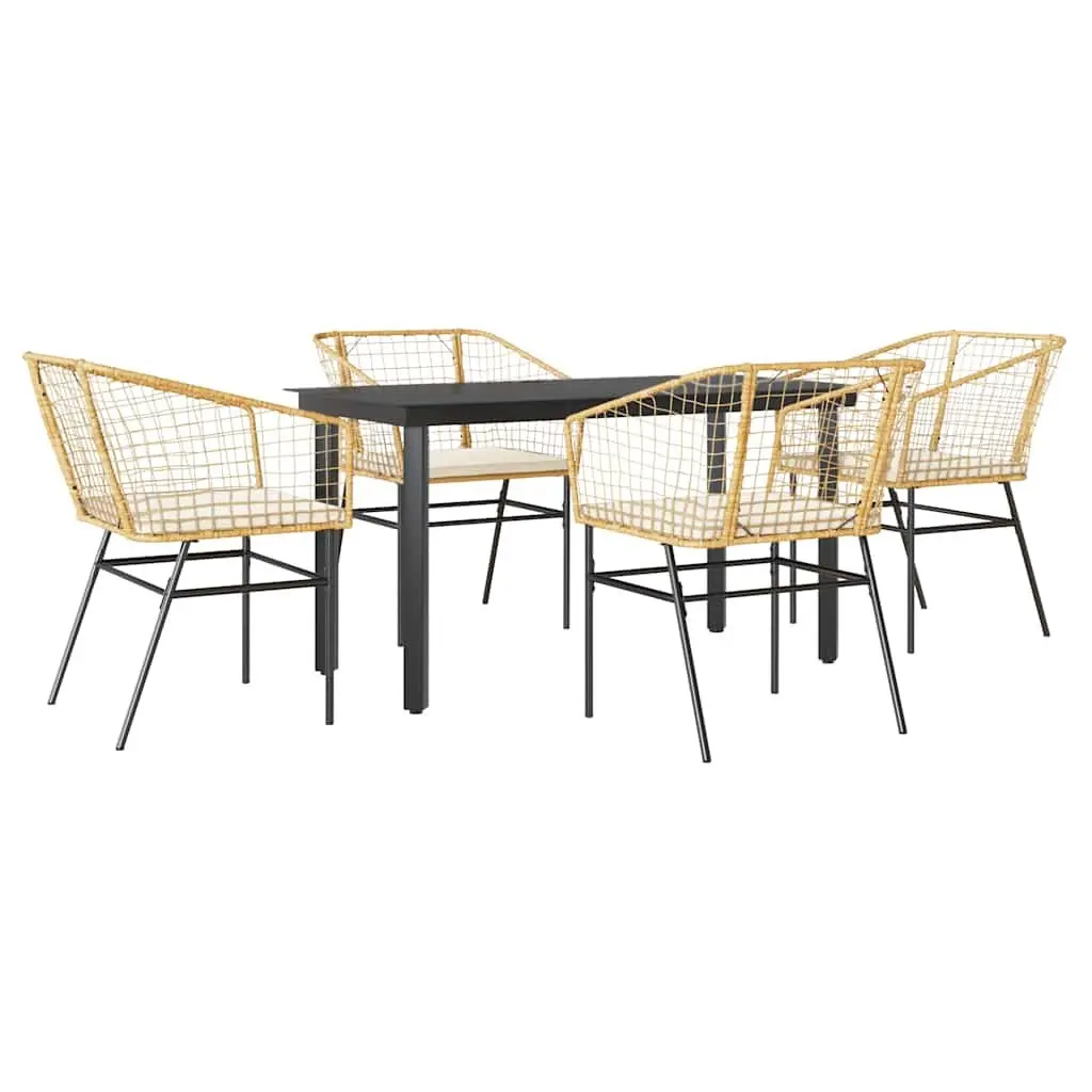 Brown Garden Dining Set with Glass Table