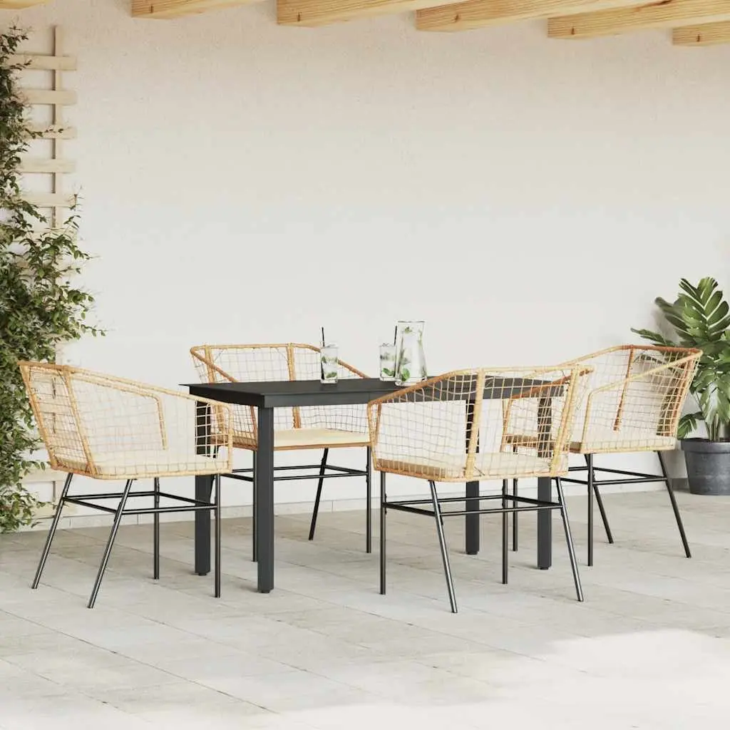 Brown Garden Dining Set with Glass Table