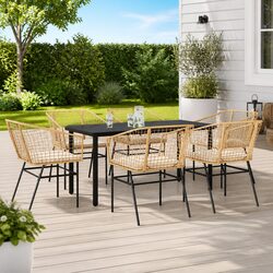 Durable 7 Piece Outdoor Dining Set with Glass Top