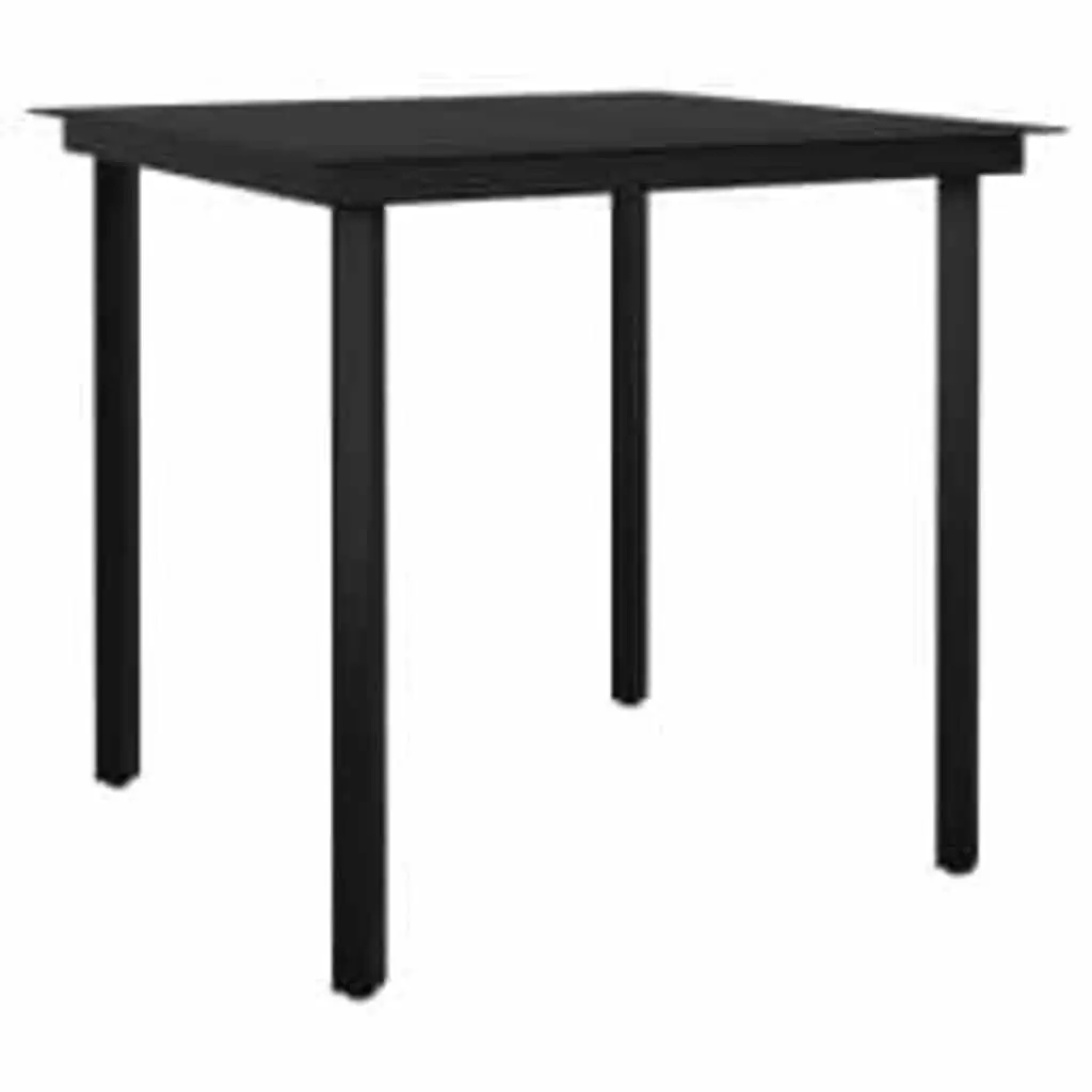 5 Piece Garden Dining Set Poly Rattan Tempered Glass Black