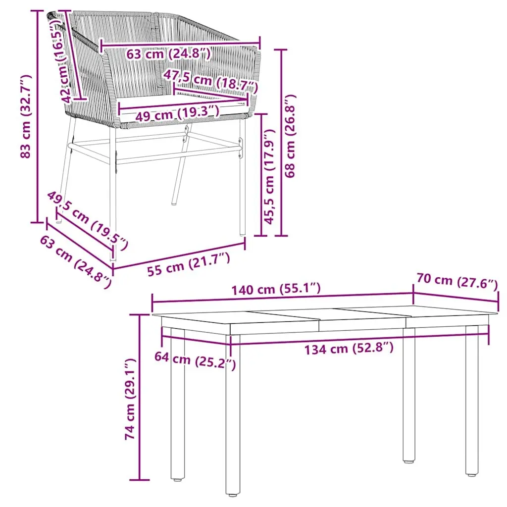 5-Piece Garden Dining Set with Cushions