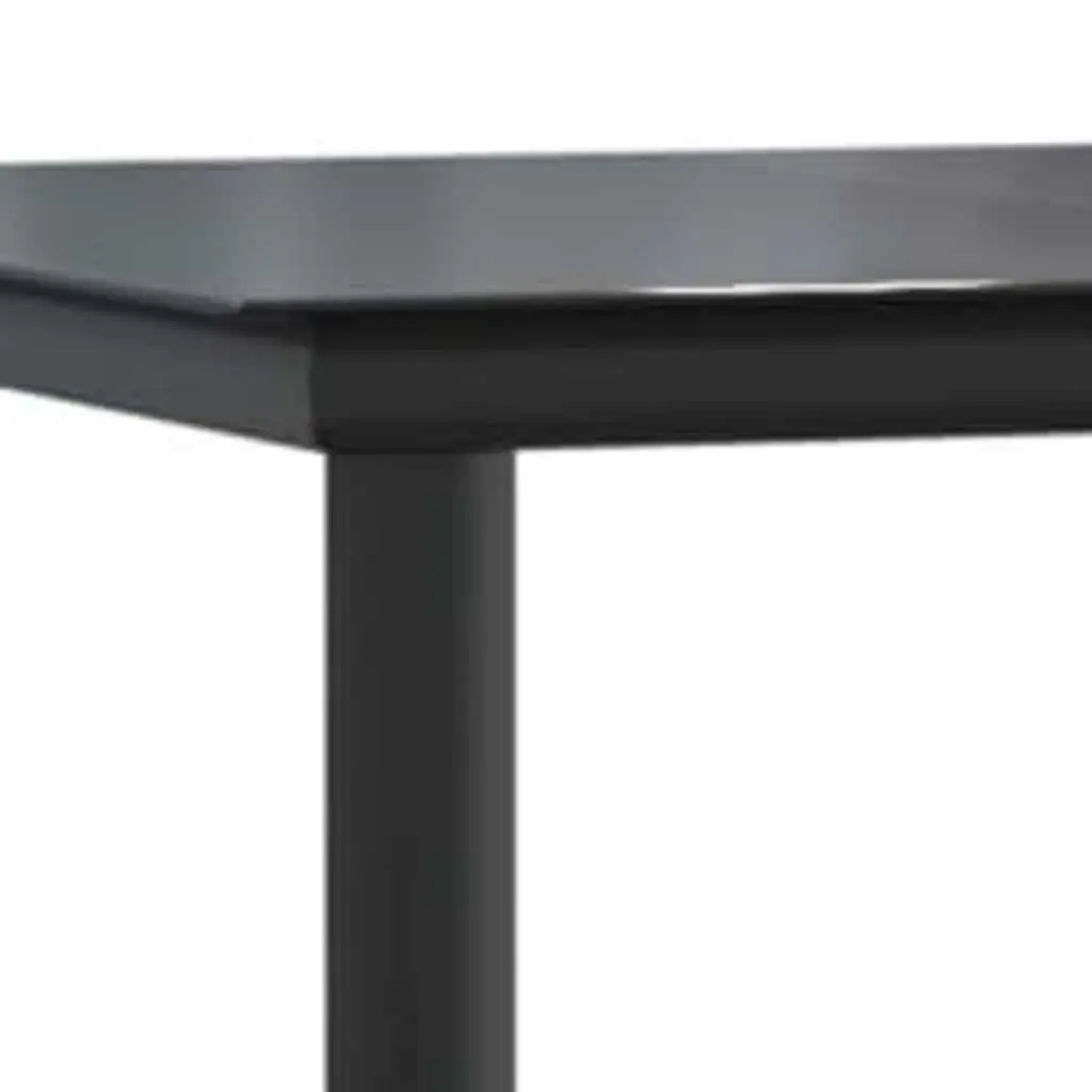 5 Piece Garden Dining Set Black Poly Rattan Glass Tabletop Outdoor Patio