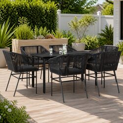 Premium 7 Piece Garden Dining Set with Glass Table