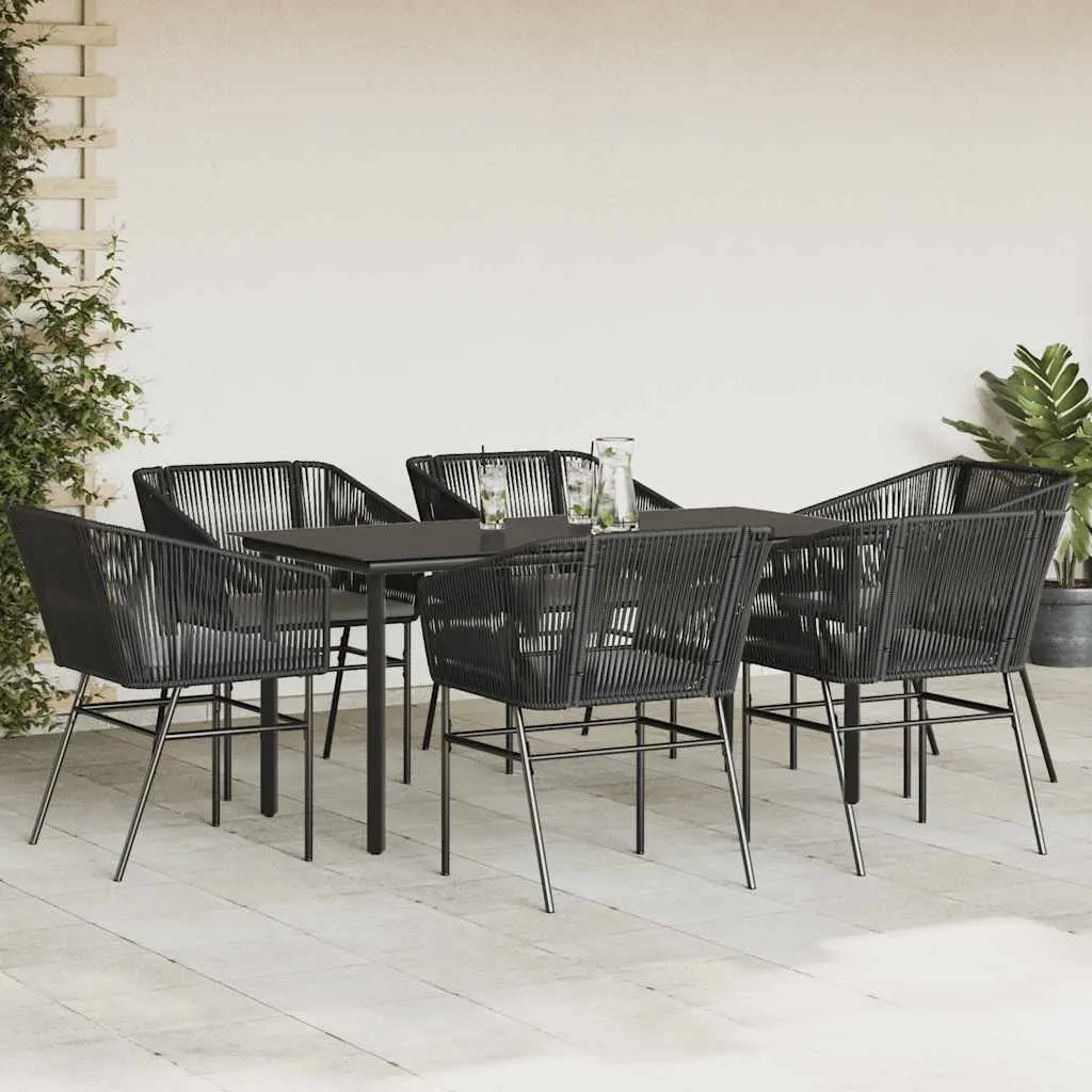 7 Piece Garden Dining Set with Glass Table