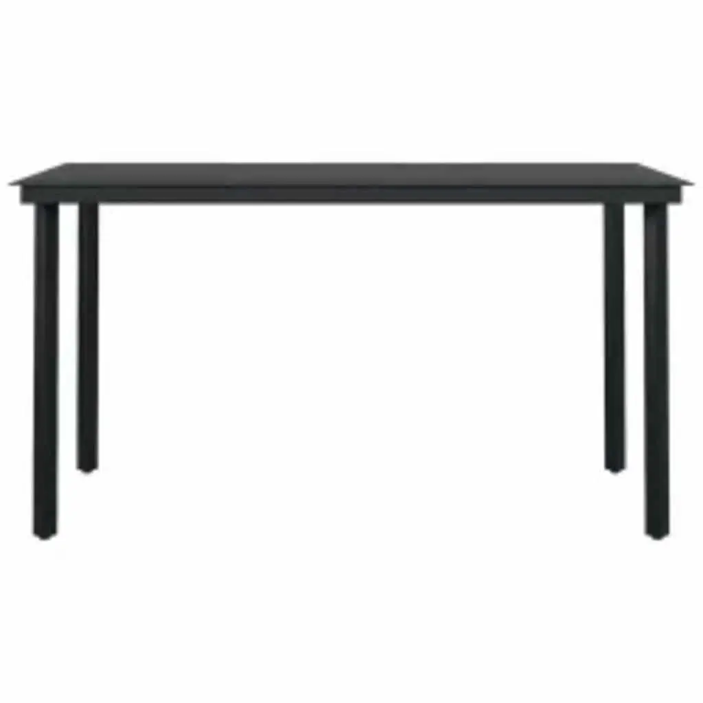 5 Piece Brown Garden Dining Set with Glass Table