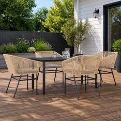 Premium 5 Piece Brown Outdoor Dining Set with Cushions