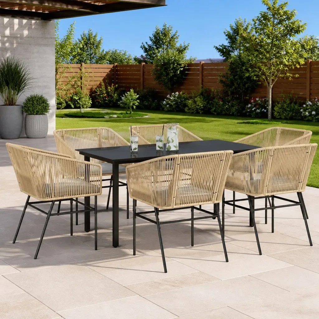 7 Piece Outdoor Dining Set with Cushions