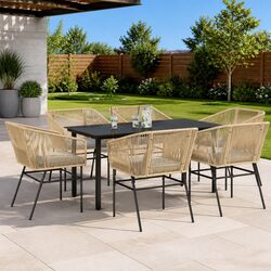 Sturdy 7 Piece Outdoor Dining Set with Cushions