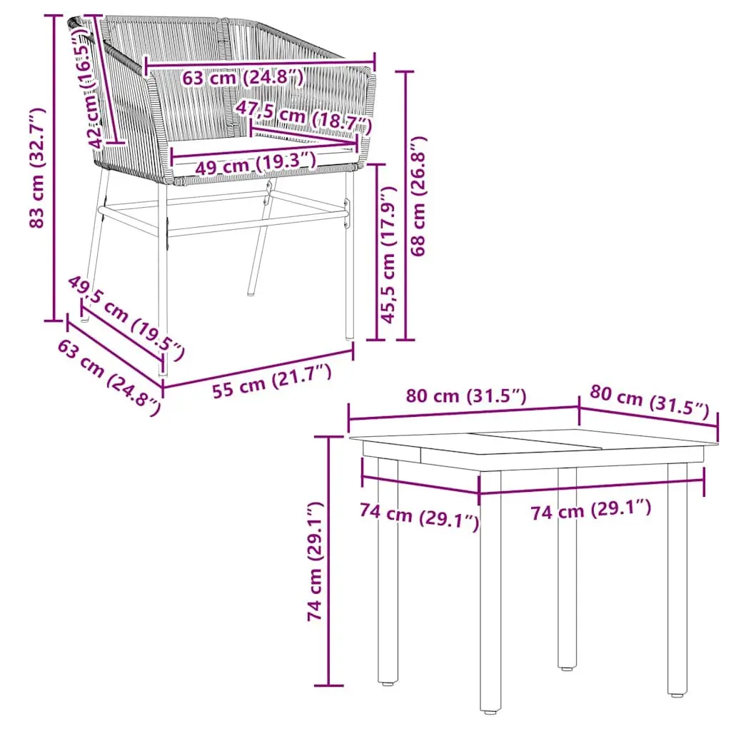 Garden Dining Set 5 Piece Outdoor Furniture Poly Rattan Chair Table Patio