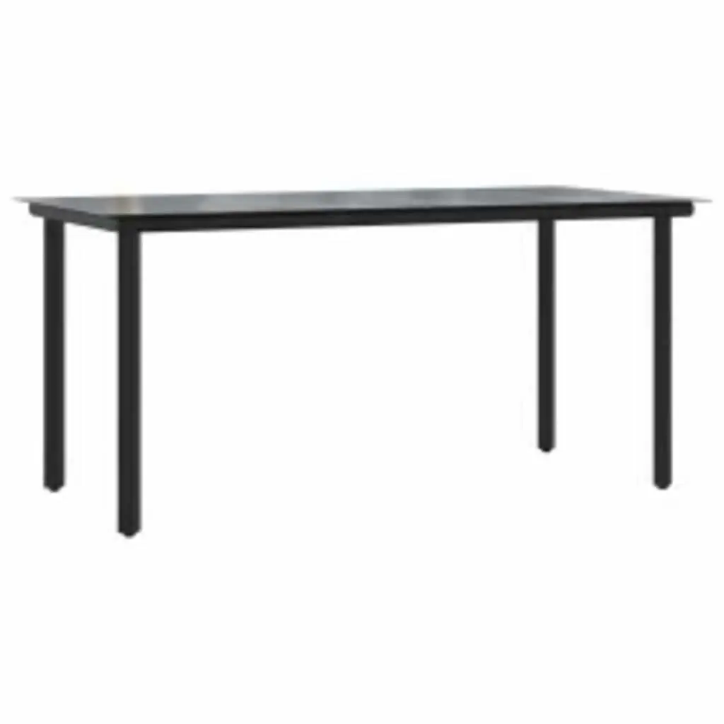 7 Piece Garden Dining Set PE Rattan Steel Frame Tempered Glass Table Grey