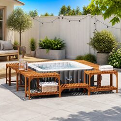 Acacia Wood Hot Tub Surround 230 x 230 cm Brown