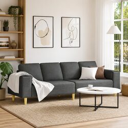 Modern Living Room Couch Dark Grey Polyester Furniture Sofa 250cm