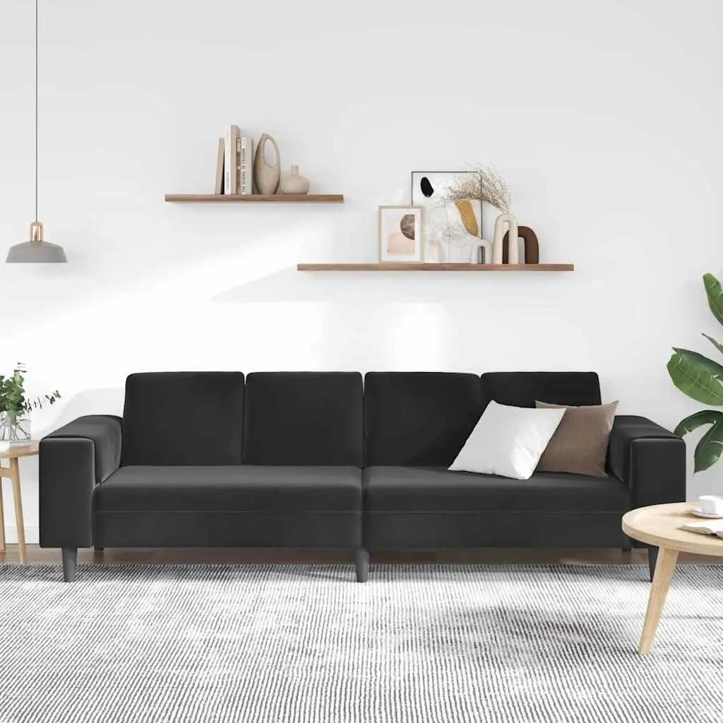 Black Polyester Upholstered Couch for Living Rooms