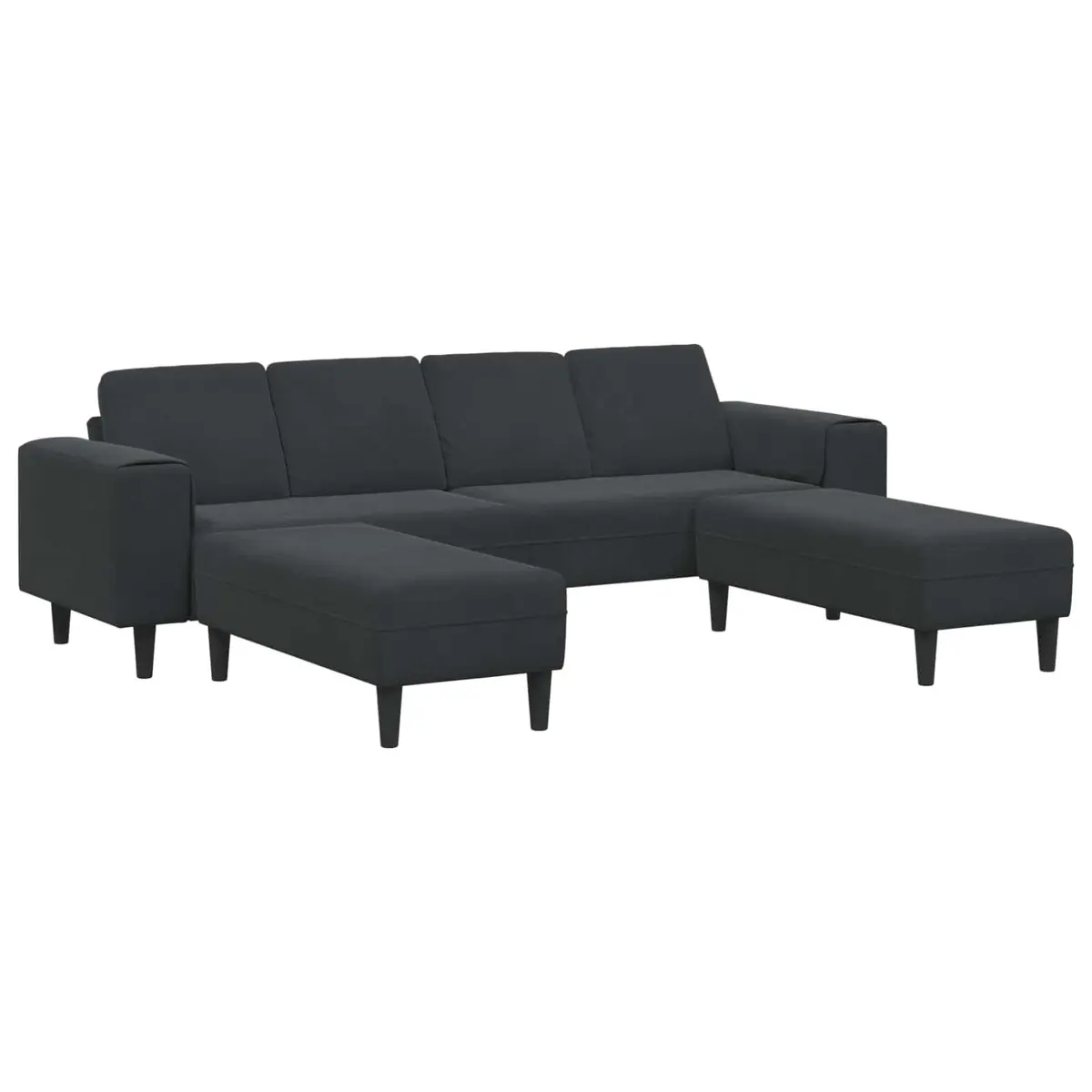 Sofa Polyester 3 Piece Black Modern Living Room Couch