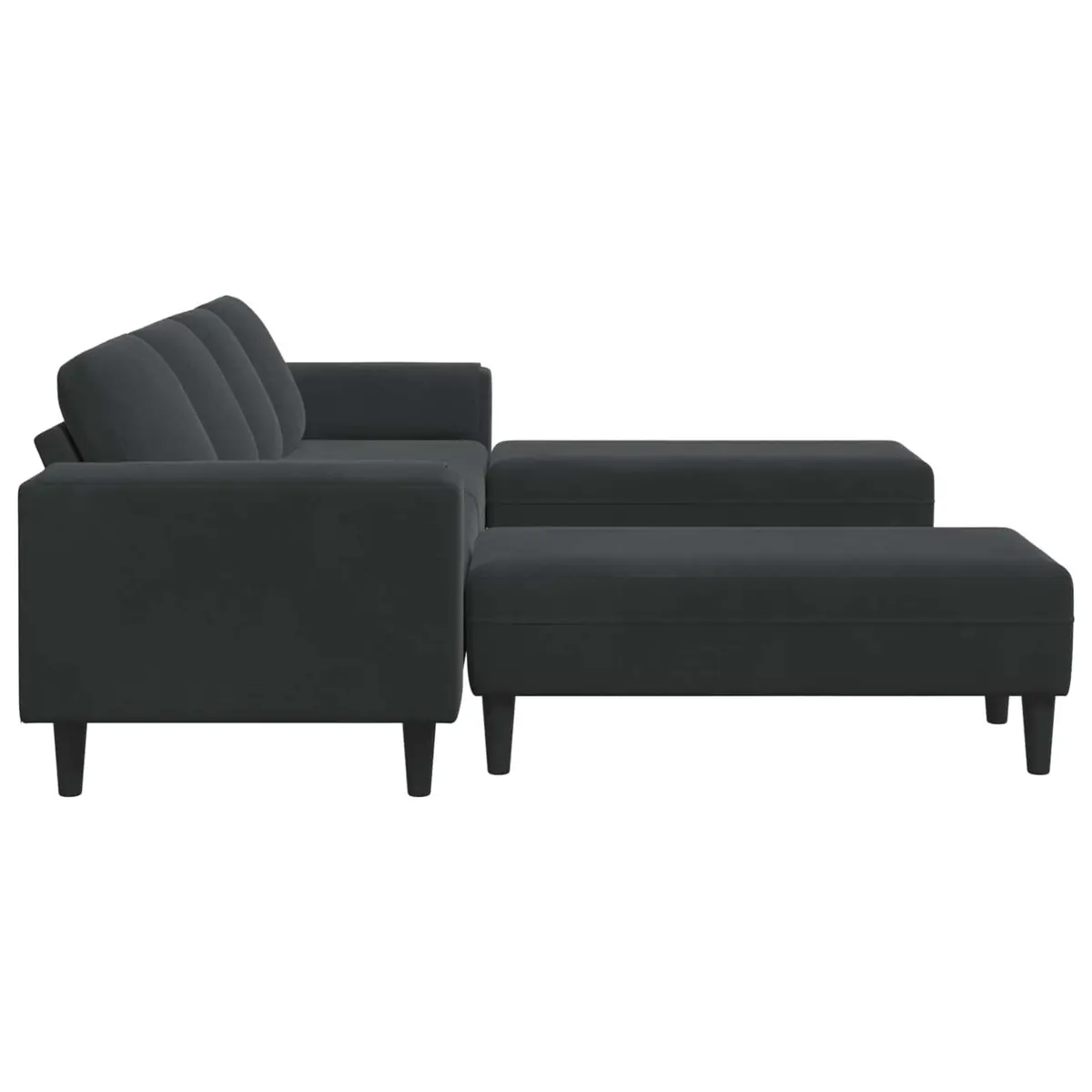 Sofa Polyester 3 Piece Black Modern Living Room Couch
