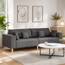 Durable Grey Fabric Sofa with Spring Support for Modern Living