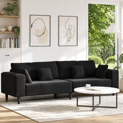 Black Velvet Sofa with Spring Cushion for Modern Living