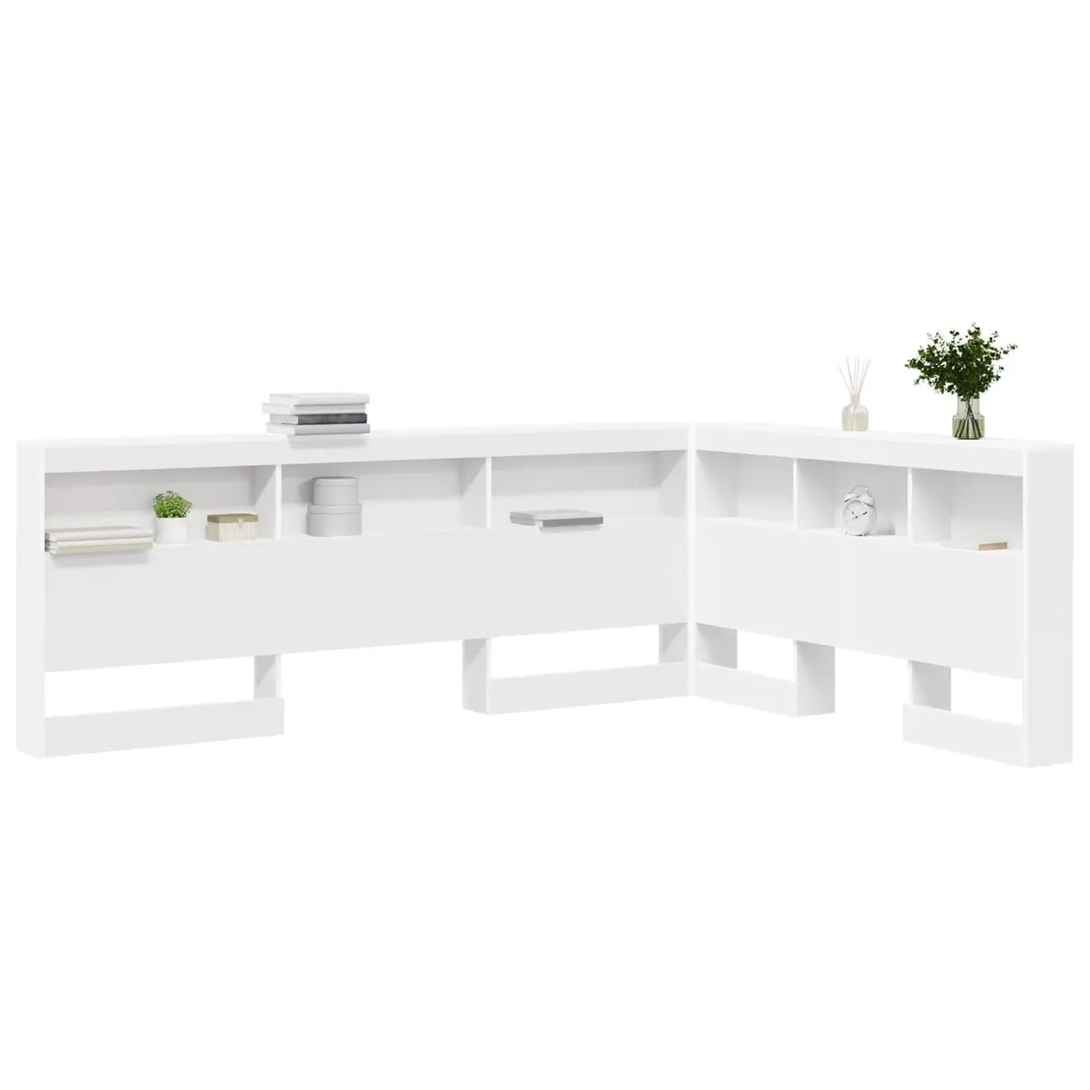 White 140 cm Storage Headboard with Shelves