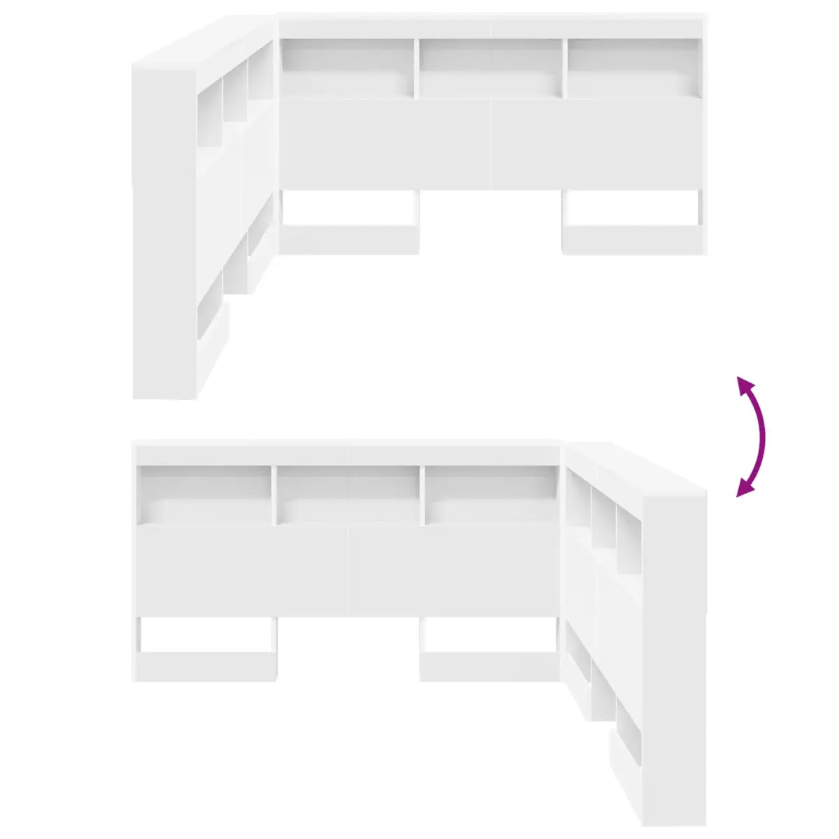 White 140 cm Storage Headboard with Shelves