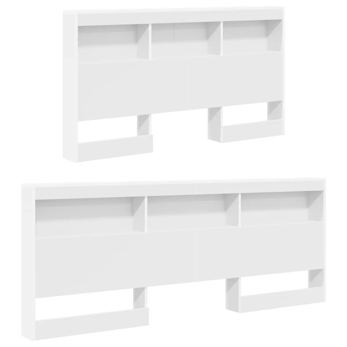 White Modern Storage Headboard with Shelves 160cm