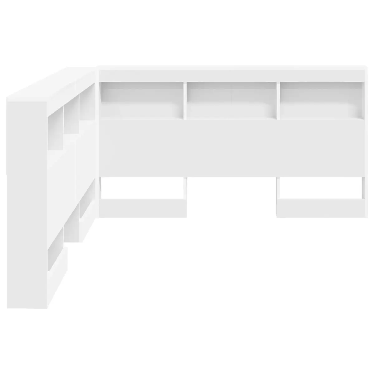 White Modern Storage Headboard with Shelves 160cm