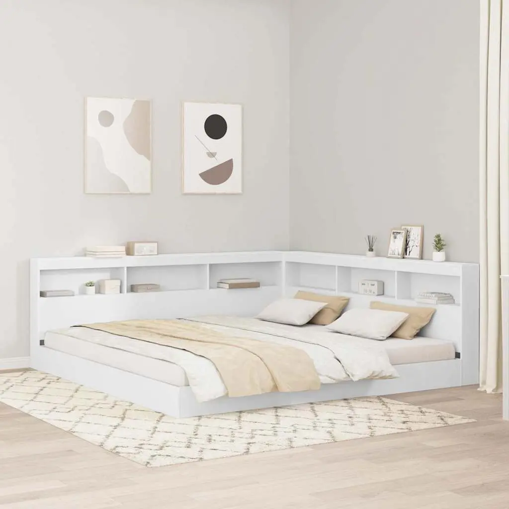 White Storage Headboard with Shelves 180cm