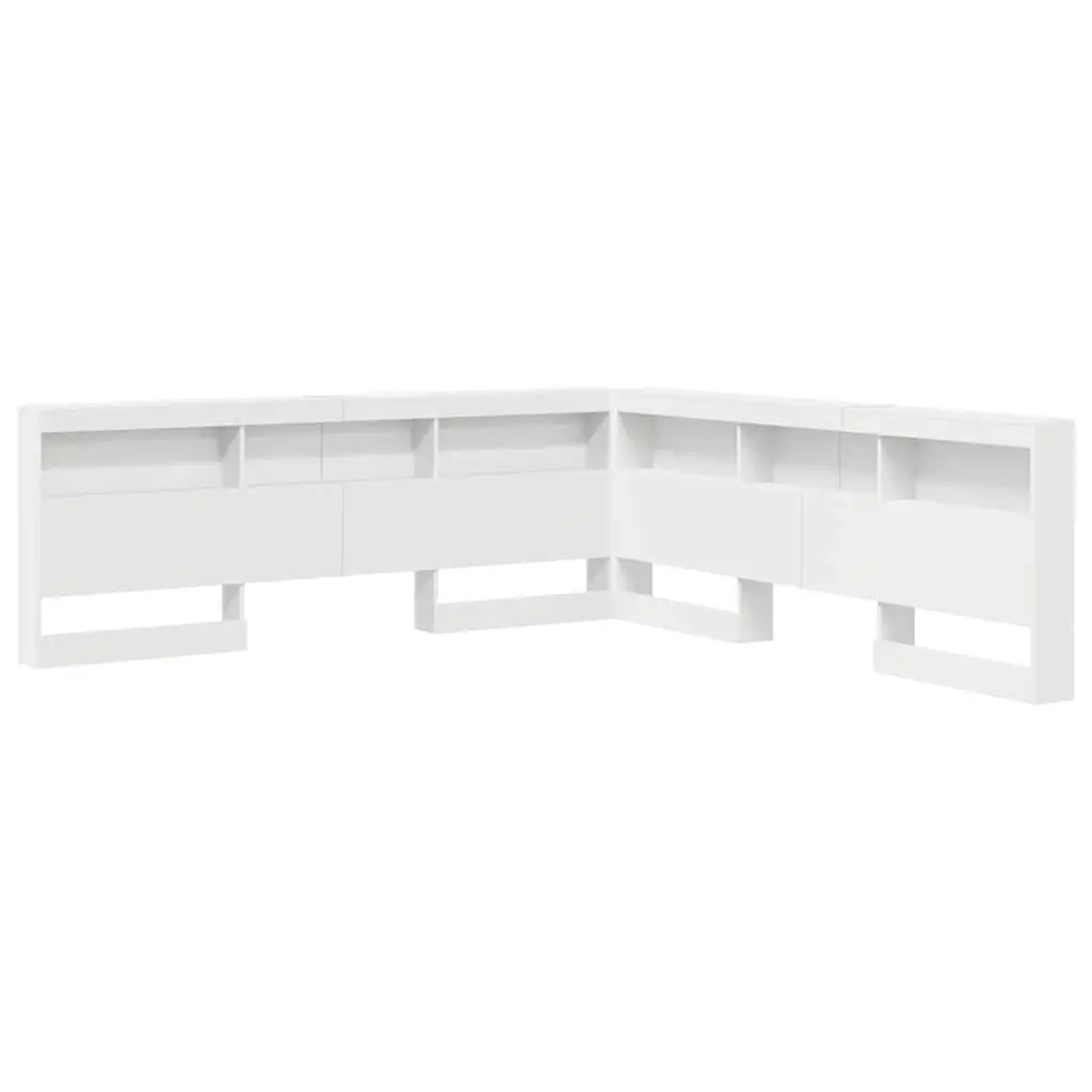 White Storage Headboard with Shelves 180cm