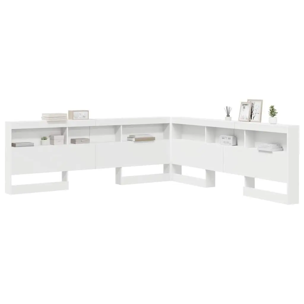 White Storage Headboard with Shelves 180cm