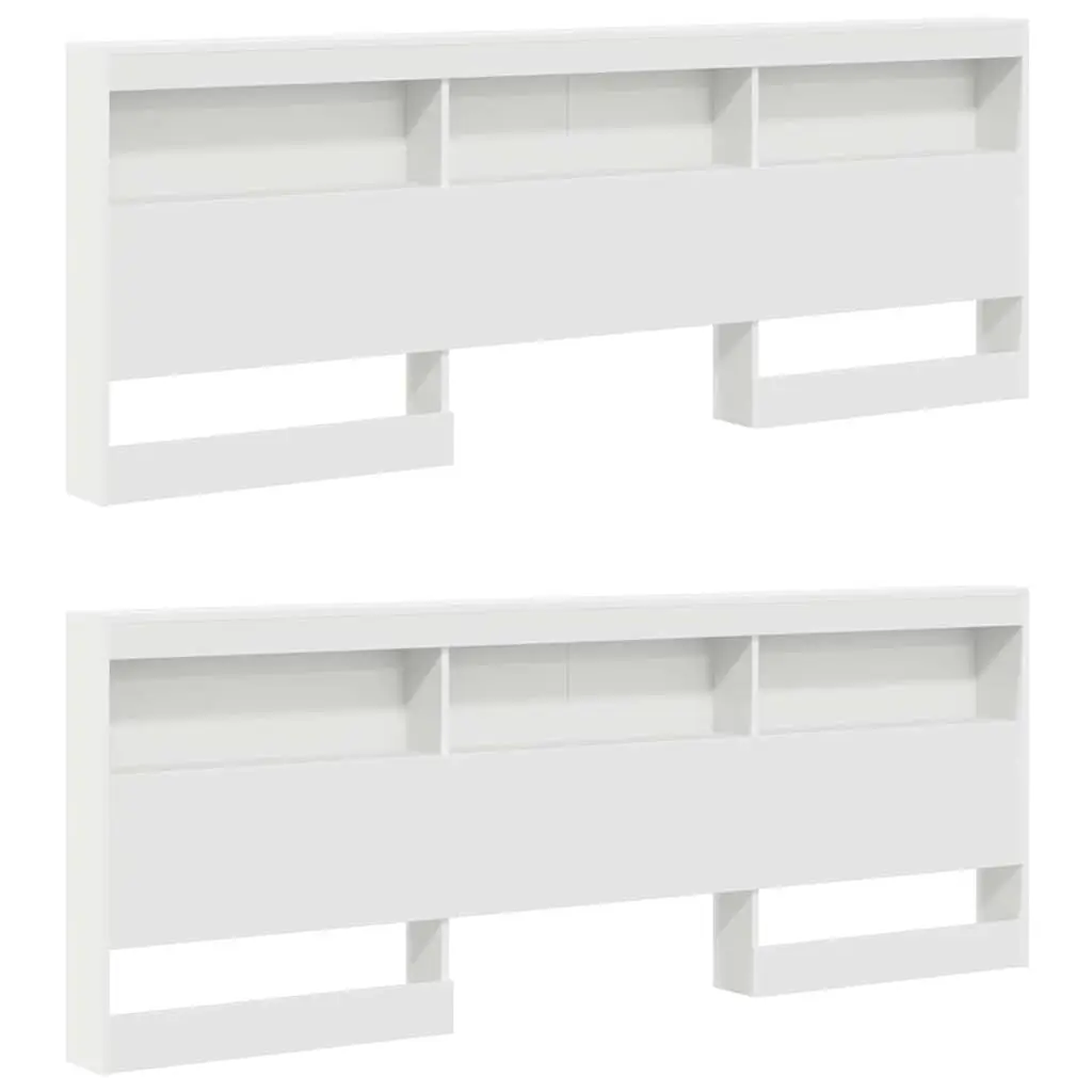 White Storage Headboard with Shelves 180cm
