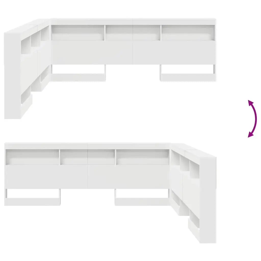 White Storage Headboard with Shelves 180cm