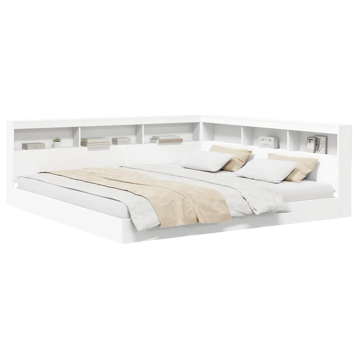 White Bookcase Bed with Headboard 180 x 200 cm