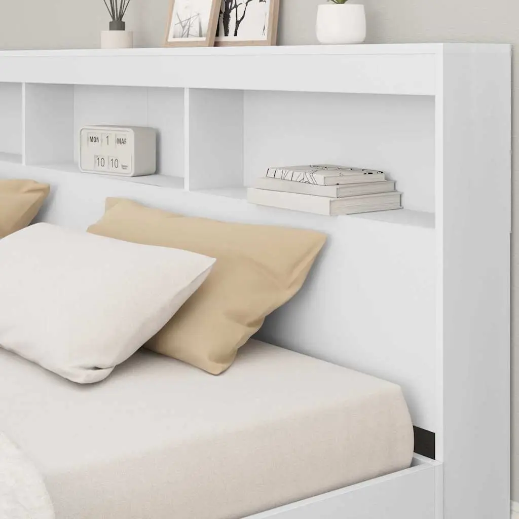 White Bookcase Bed with Headboard 180 x 200 cm