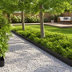 Durable Lawn Edging Border: 50pc Black Steel Separator for Gardens
