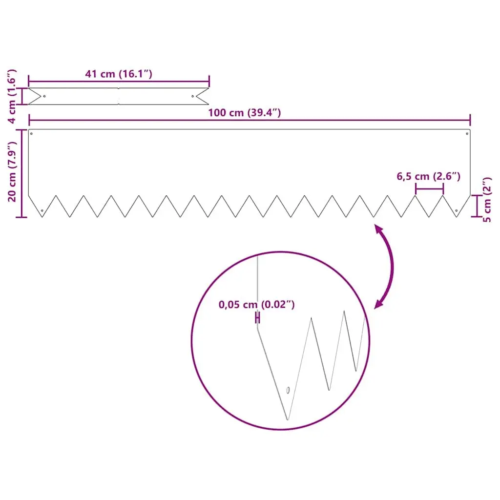 Garden Lawn Edging Borders Weathering Steel 100 x 20 x 0.05 cm Rusty Brown 50 Piece