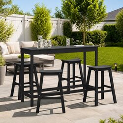 Outdoor Garden Bar Set - 4 Pieces in Black