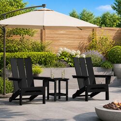 Set of 2 Durable Modern Outdoor Chairs - Black