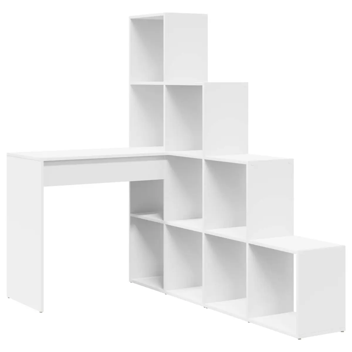 White Corner Desk with Ample Storage Shelves