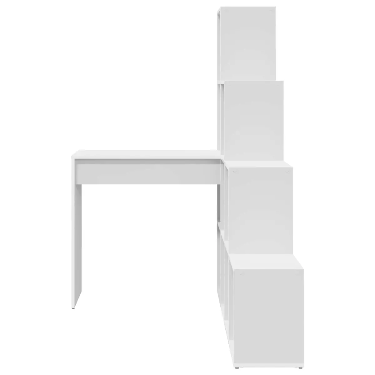 White Corner Desk with Ample Storage Shelves