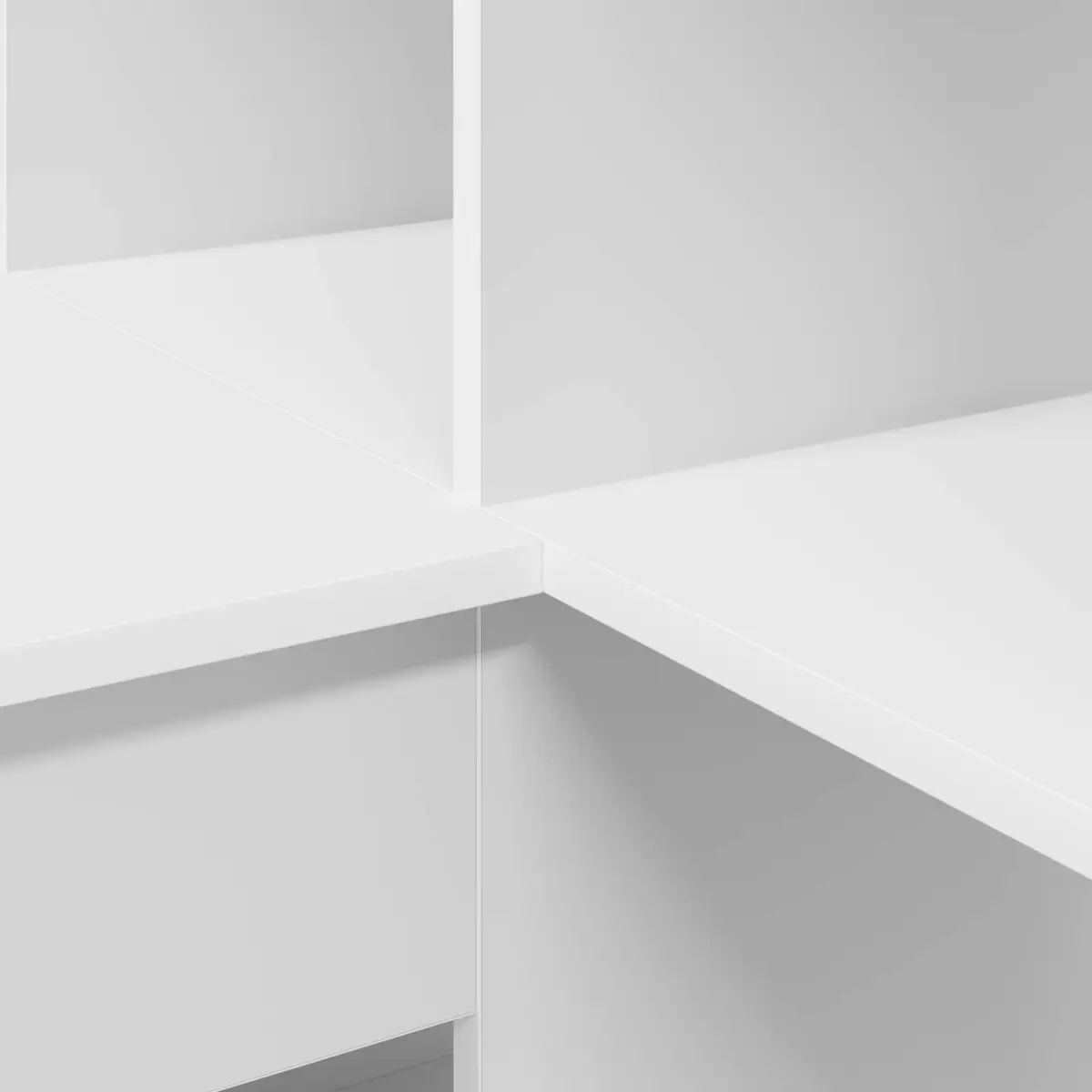 White Corner Desk with Ample Storage Shelves