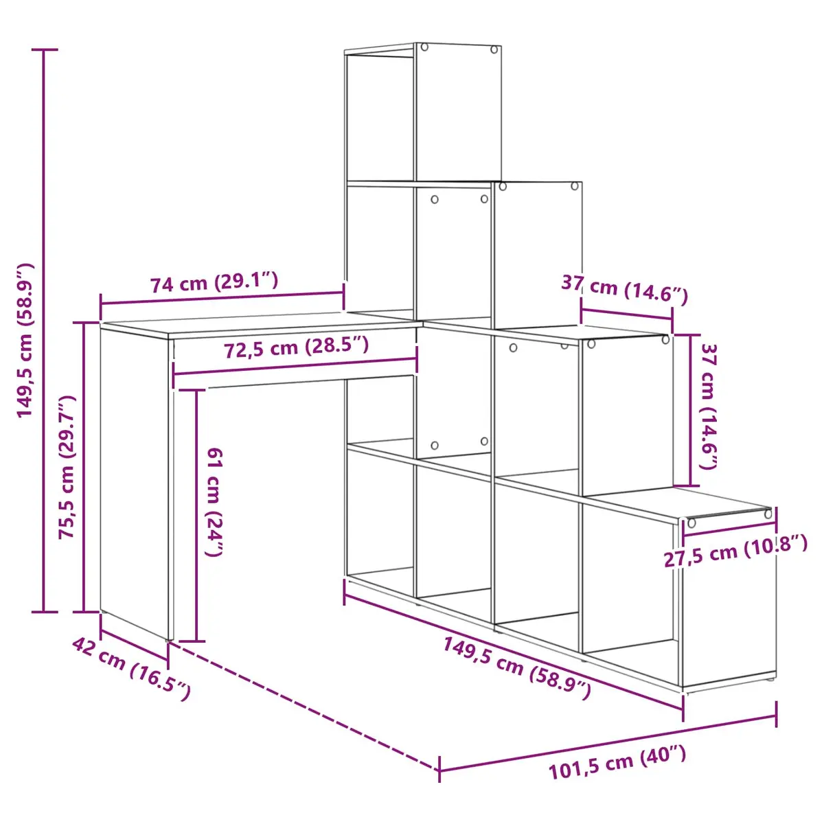 White Corner Desk with Ample Storage Shelves