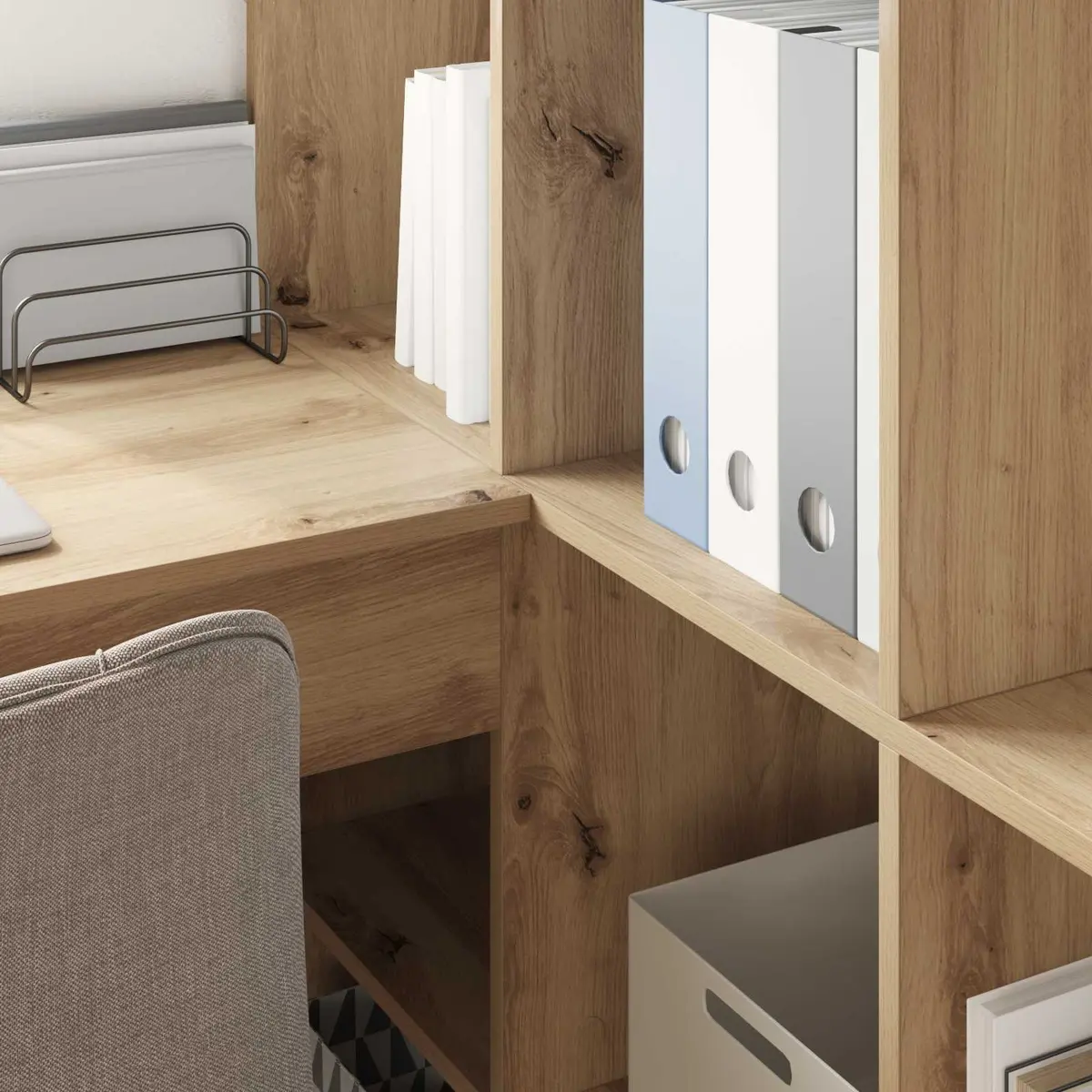 Corner Desk Engineered Wood Brown Home Office Workspace with Storage Shelves