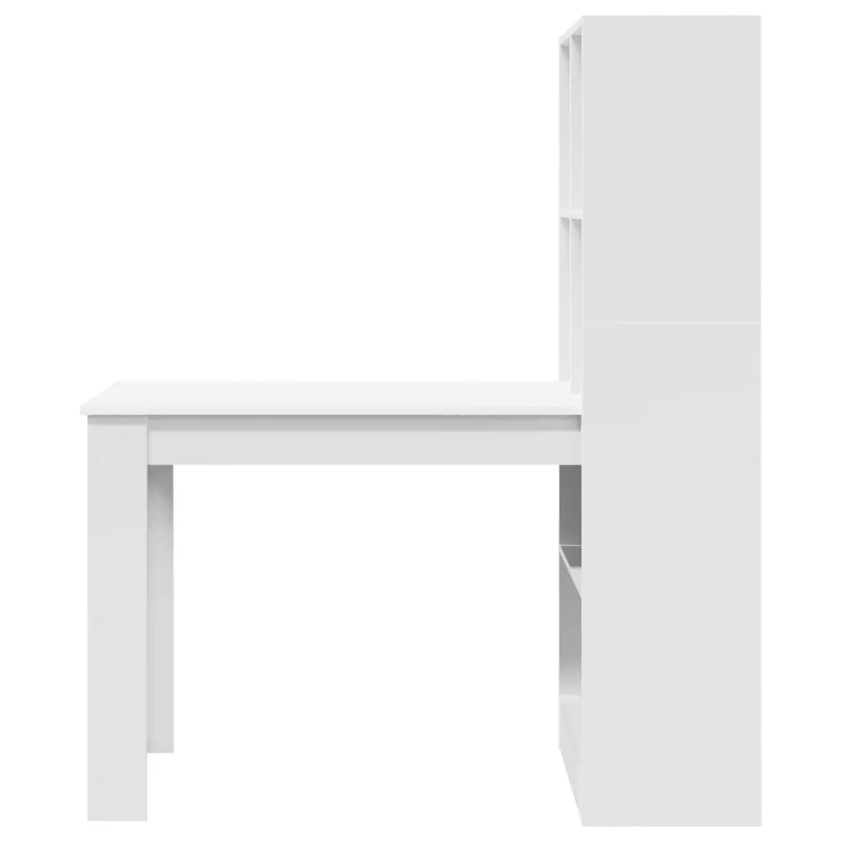 White Writing Desk with Shelves Storage Engineered Wood Office Furniture 122cm