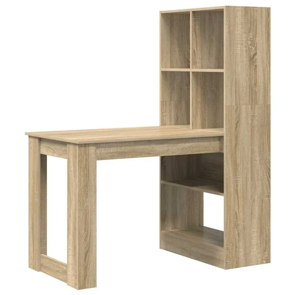 Brown Writing Desk with Shelves for Office Use