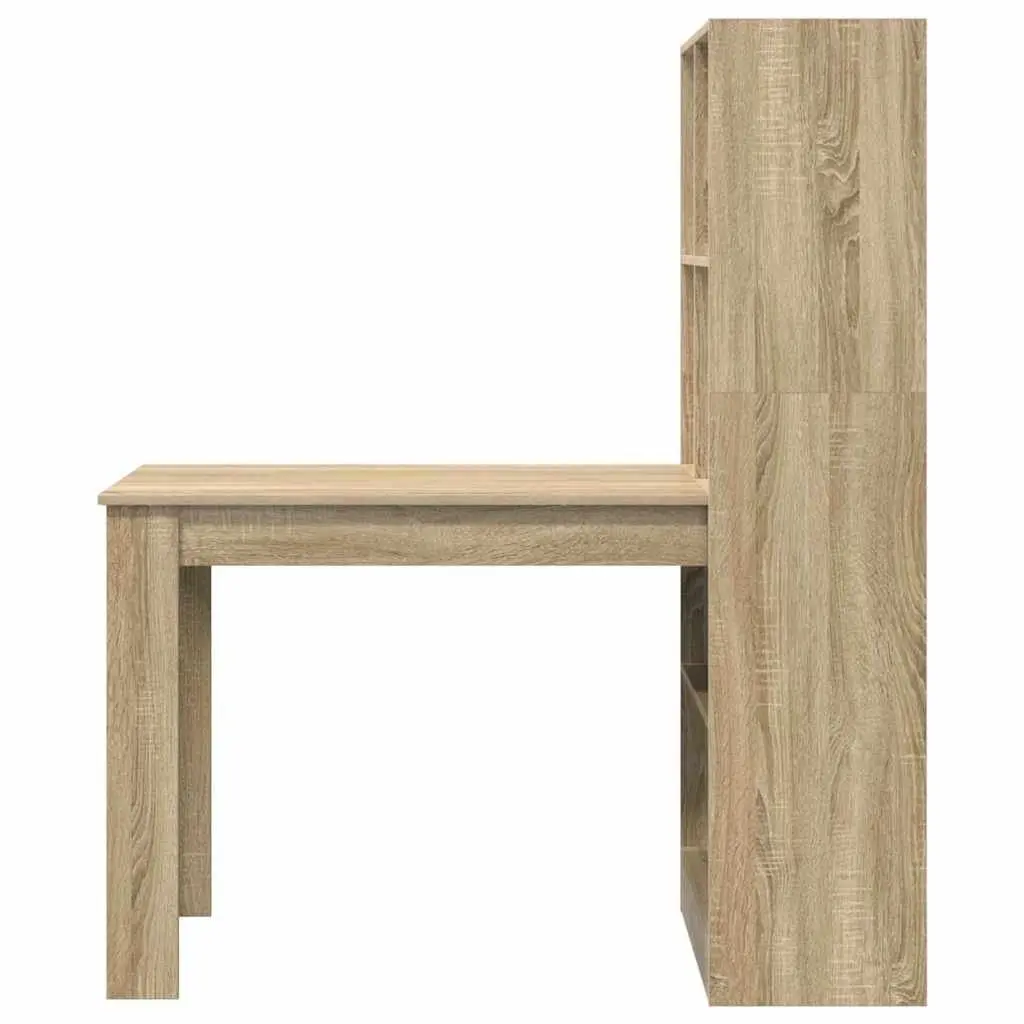 Brown Writing Desk with Shelves for Office Use