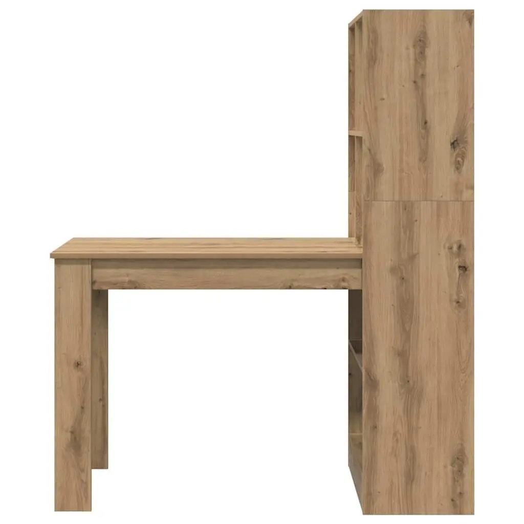 Brown Engineered Wood Writing Desk with Storage Shelves